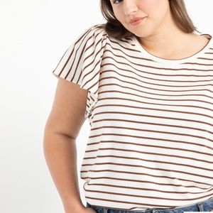 Eloquii Striped Knit Top Sleeve 14/16